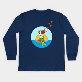 Mermaid and birds Kids Long Sleeve T-Shirt